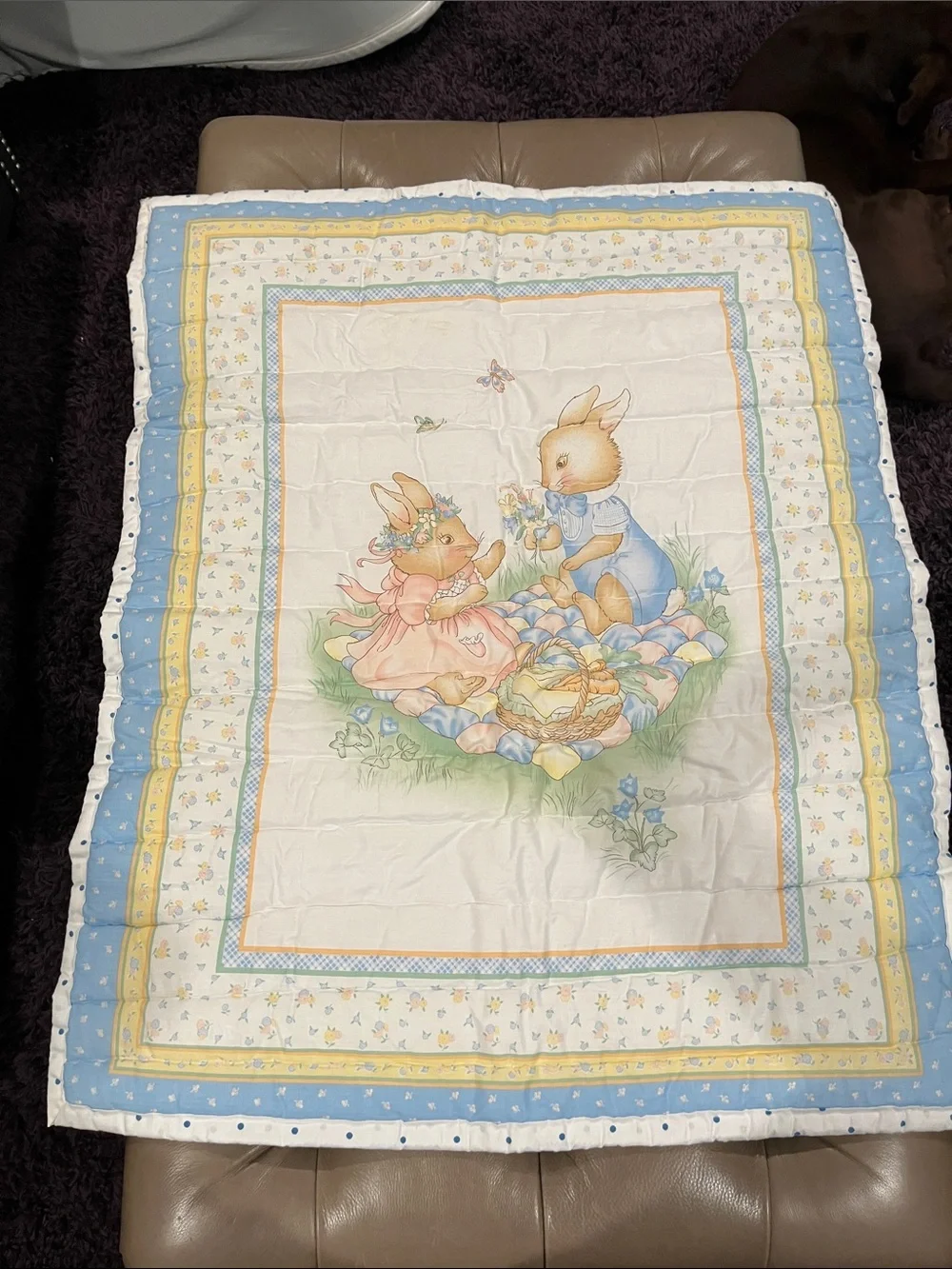 Blue & Yellow Beatrix Potter, Peter rabbit Nursery Quilt